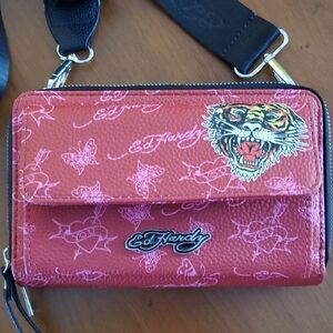 Ed Hardy  Crossbody/Wristlet Wallet with Tiger Patch
